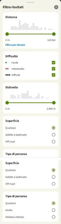 nuovi filtri komoot app