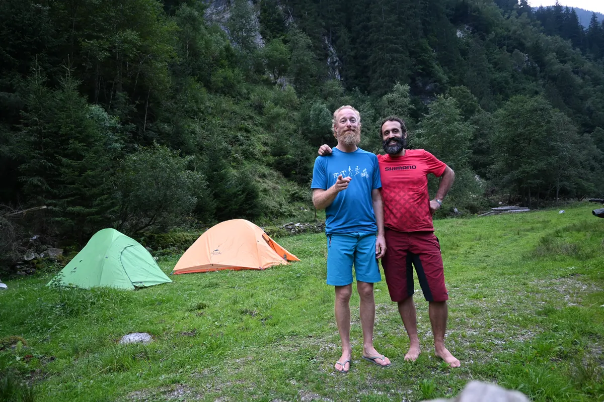 first night in tuxer tent alp bikepacking