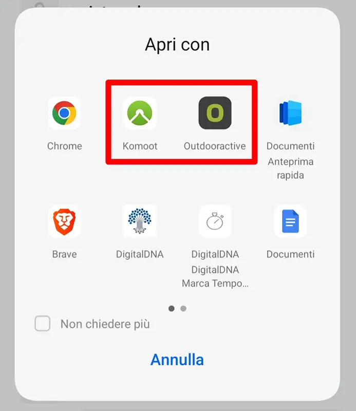 aprire file gpx app