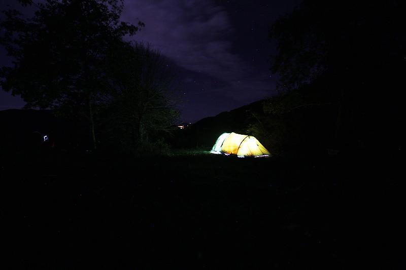 notte in tenda sul cervati