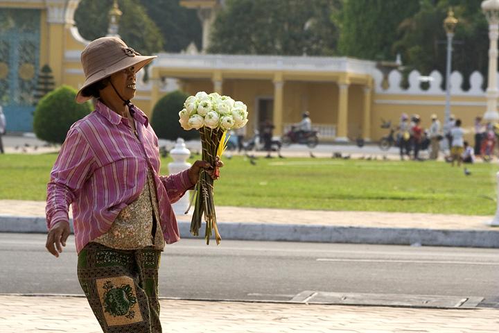 venditrice fiori phnom penh cambogia