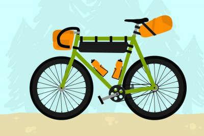  Bikepacking vector illustration